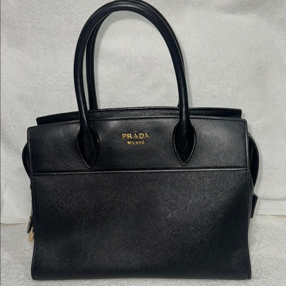 Prada Black Satchel with Gold Logo - Picture 1 of 9